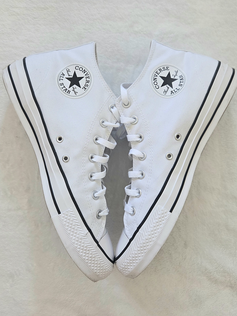 CONS Chuck Taylor All Star Pro High Top White Canvas Sneakers with Black Trim